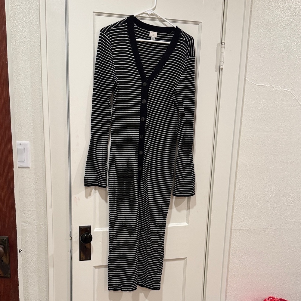 a new day Black and White Striped Long Sleeve Dress